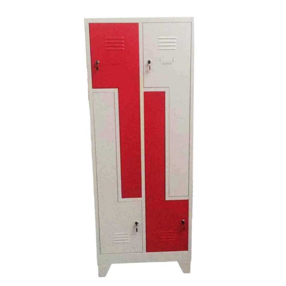 [15478922] Vestiar metalic, 4 compartimente 2x2 tip Z, cu picioare, 690x500x1800mm, rosu-gri, B4U