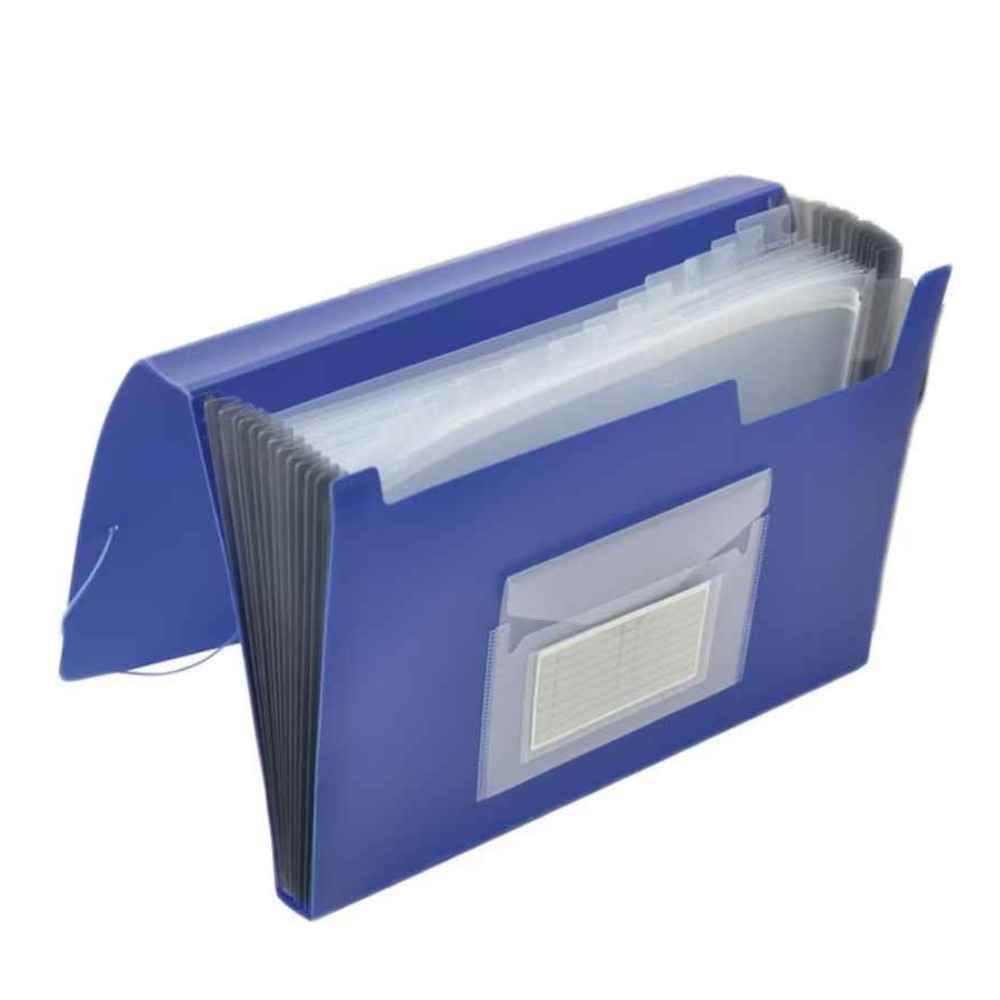 [30883801] Mapa CN 8819 albastru transparent, cu burduf si 12 separatoare, cu elastic