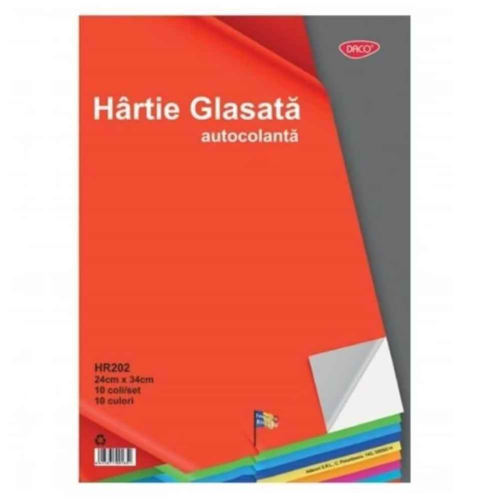 [90613597] Hartie glasata A4 autocolanta diverse culori 10buc/set DACO