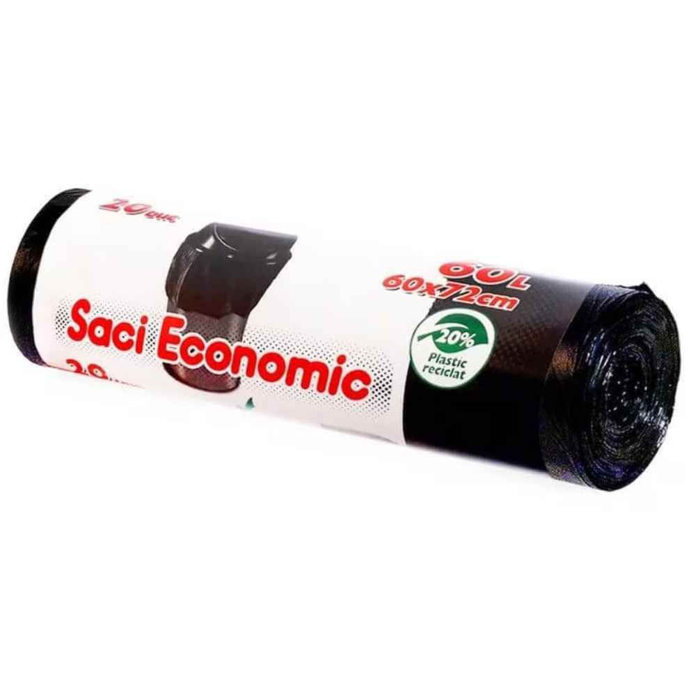 [71055236] Saci de gunoi menajer, 60 l, 20 buc, negru, OTI