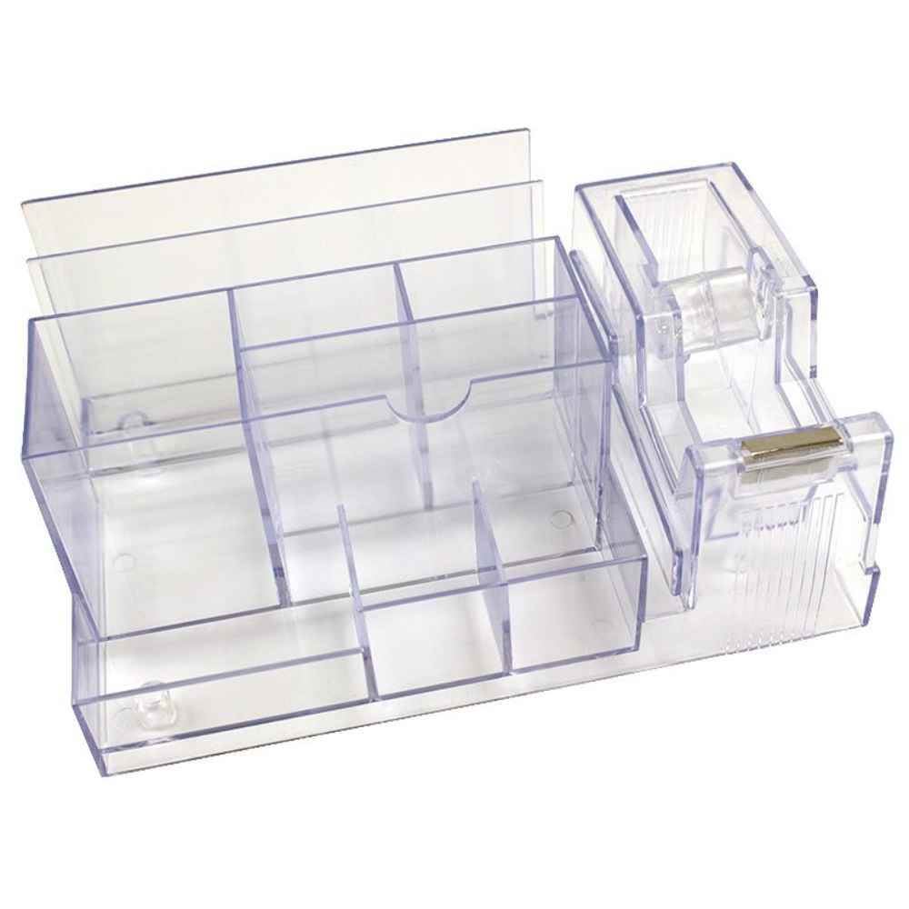 [40212209] Suport instrumente de scris 6 comp si dispencer banda adeziva, transparent KO99 CN