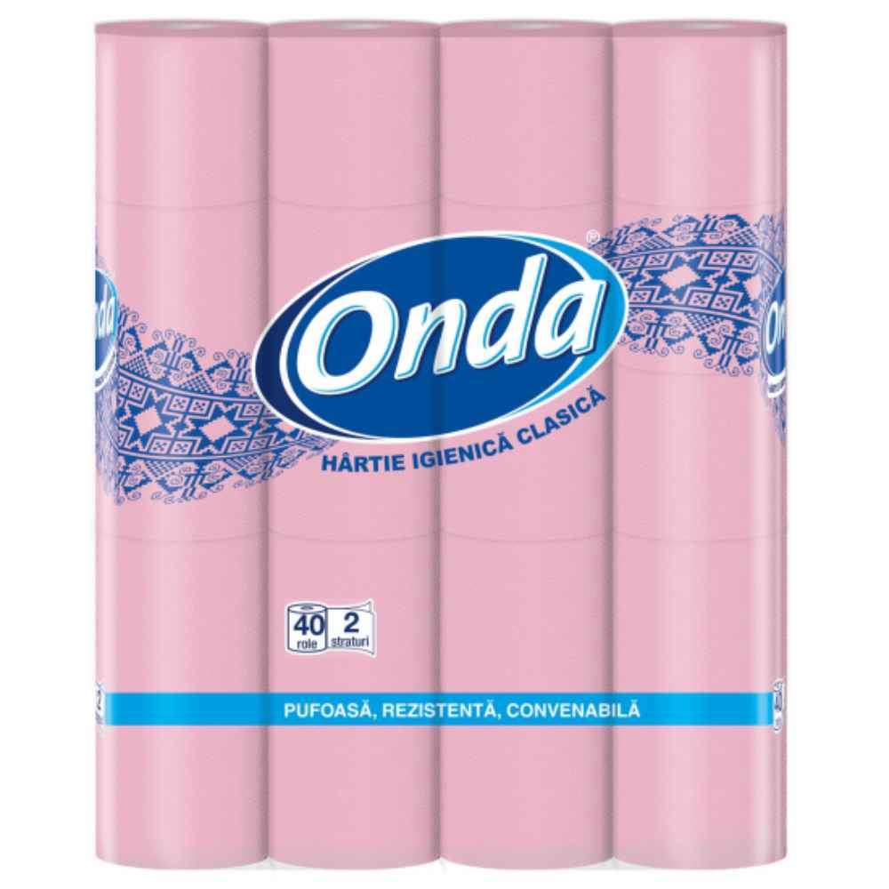 [72410236] Hartie igienica 2 straturi roz ONDA 40 role / set
