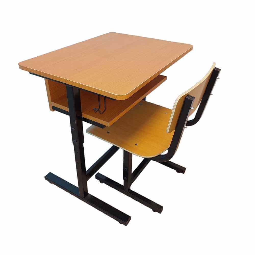 [16476501] Set banca scolara individuala reglabila lemn cadru rectangular negru 650x500xh640 mm si scaun B4U