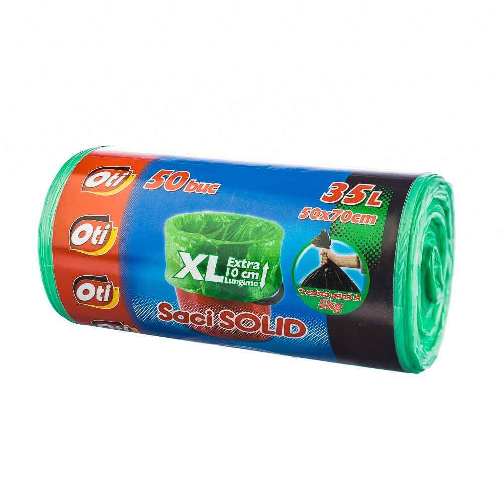 [27020204] Saci de gunoi menajer, 35 l, 50 buc, verde, OTI