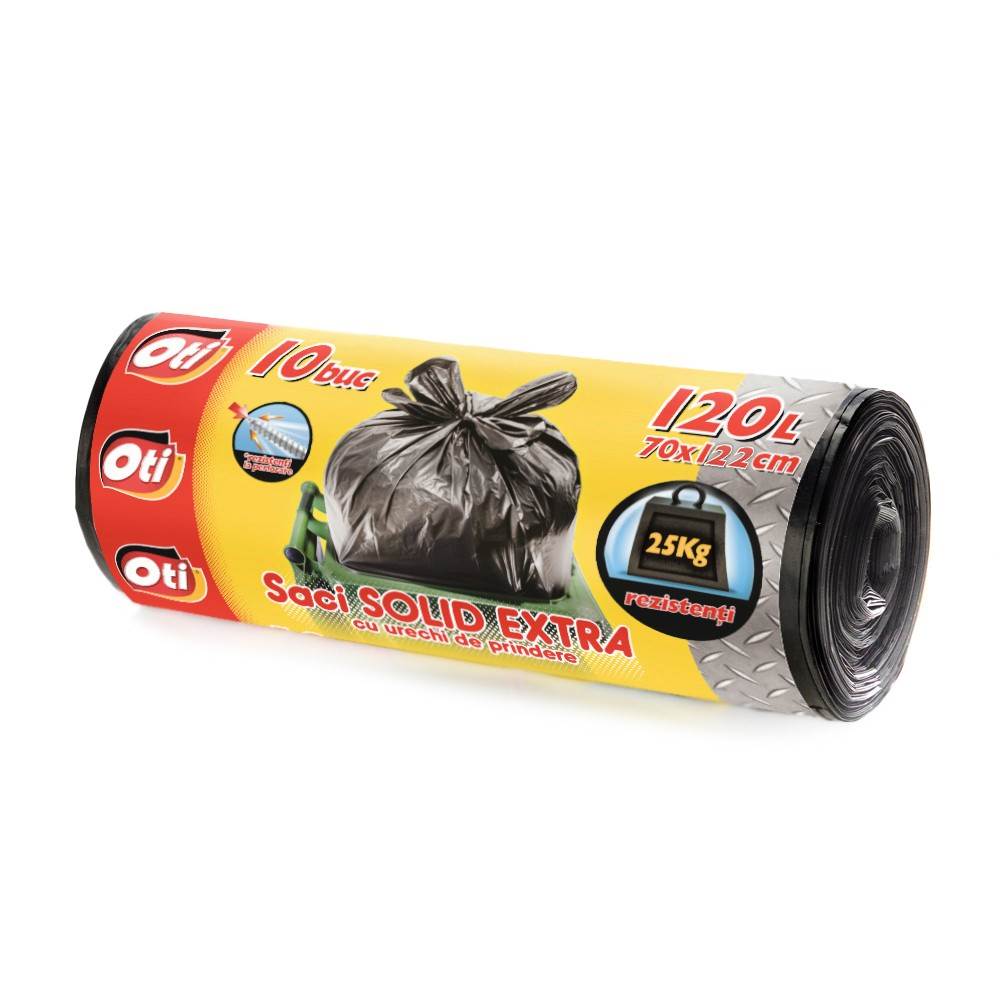 [27020244] Saci de gunoi menajer, 120 l, 10 buc, negru, OTI SOLID EXTRA