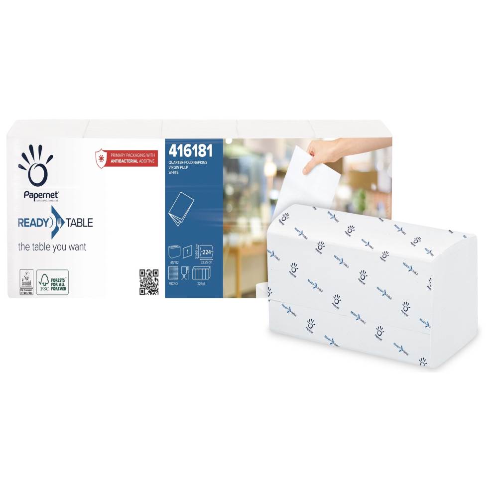 [71052009] Servetele de masa albServetele de masa albe pliate 1 strat celuloza 224 portii PAPERNET 416181