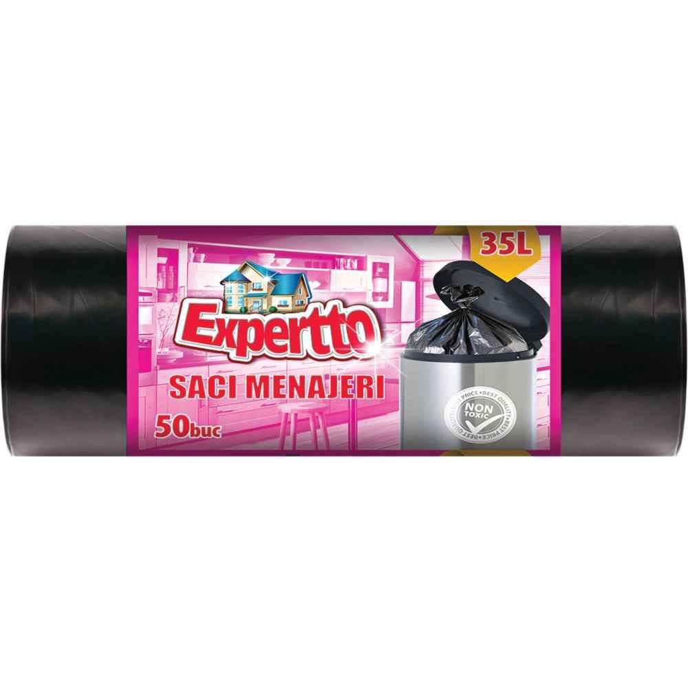 [27413594] Saci de gunoi menajer, 35 l, 50 buc, negru, EXPERTTO