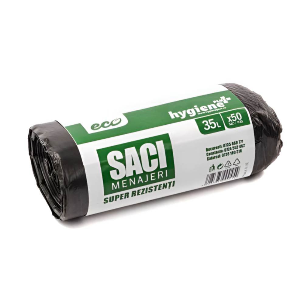 [27273218] Saci menajeri, 35 l, 50 buc, negru, HYGIENE PLUS