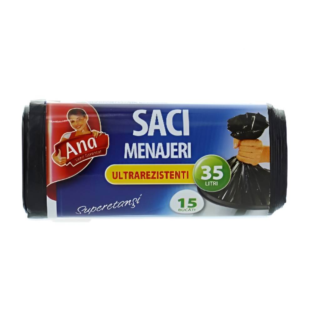 [27050631] Saci menajeri, 35 l, 15 buc, negru, ANA