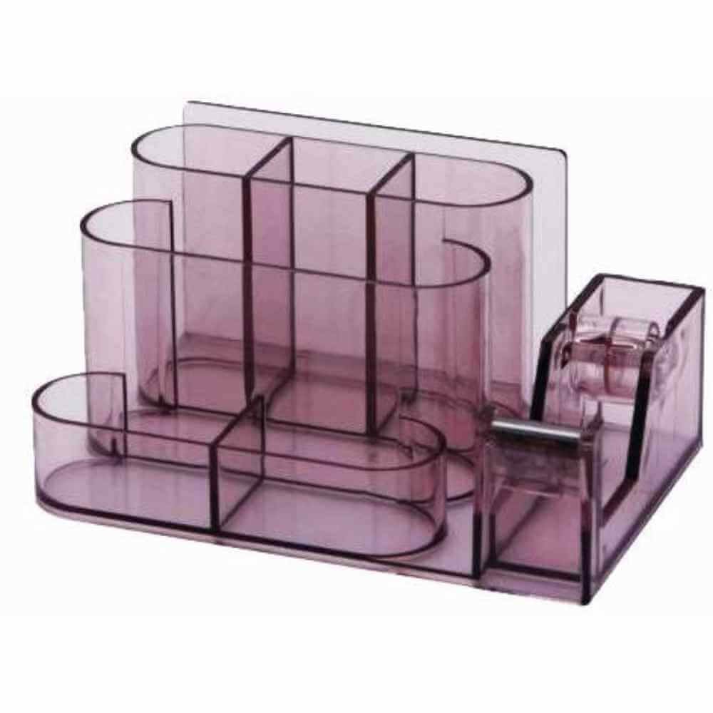 [40212298] Suport instrumente de scris 6 comp si dispencer banda adeziva, transparent KO98 CN