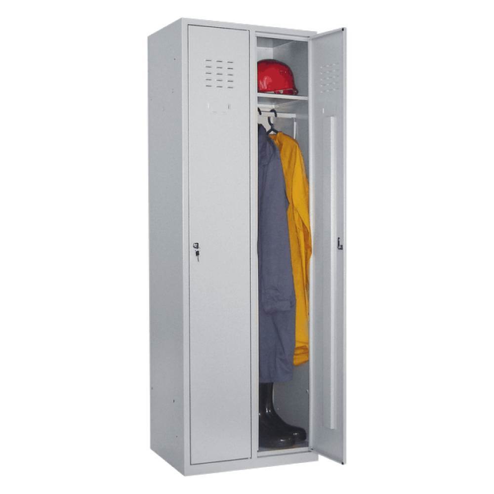 [15422407] Vestiar metalic, 2 compartimente, cu picioare, bara umerase, 600x450x1800mm, gri, A891/8 B4U, montat