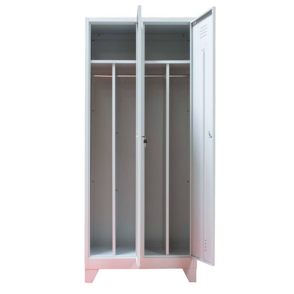 [15422577] Vestiar metalic, 2 compartimente, cu picioare, bara umerase, 800x450x1800mm, gri, A888 B4U, montat