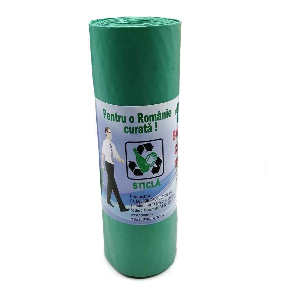 [71011133] Saci de gunoi menajer, 240 l, 10 buc, colectare selectiva, verde, EGEPACK