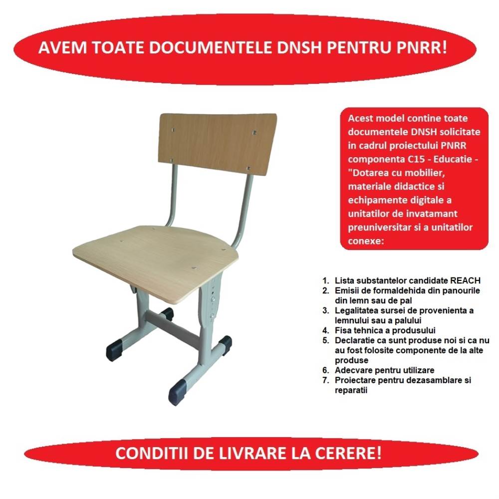 [16478513] Scaun scolar reglabil METAL-lemn 370x400xh460 mm UNIVERSAL 2 B4U DNSH